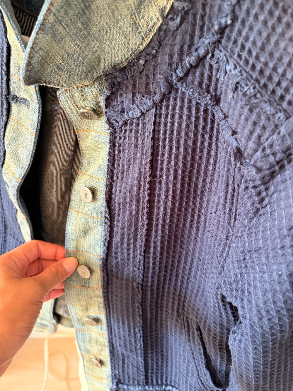 Pilcro and the Letterpress Navy and Light Blue Textured Jacket Anthropologie